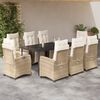 vidaXL Ensemble &agrave; manger de jardin et coussins 9 pcs beige Poly rotin