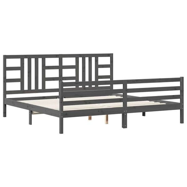 vidaXL Cadre de lit sans matelas gris 200x200 cm bois massif