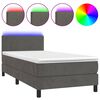 vidaXL Sommier &agrave; lattes de lit avec matelas LED Gris fonc&eacute; 100x200 cm