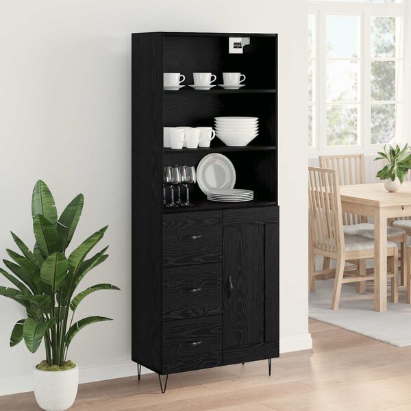 vidaXL Haut Armoire avec tiroir 2 pcs Ch&ecirc;ne noir Bois d'ing&eacute;nierie
