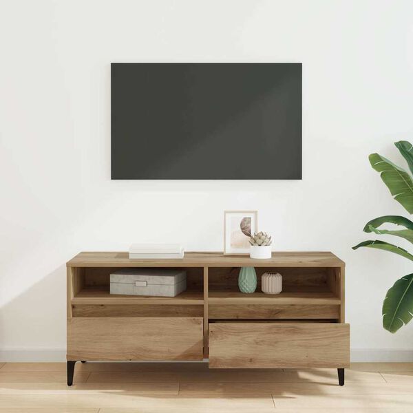 vidaXL Meuble TV avec tiroir Ch&ecirc;ne artisanal 100 x 34,5 x 44,5 cm