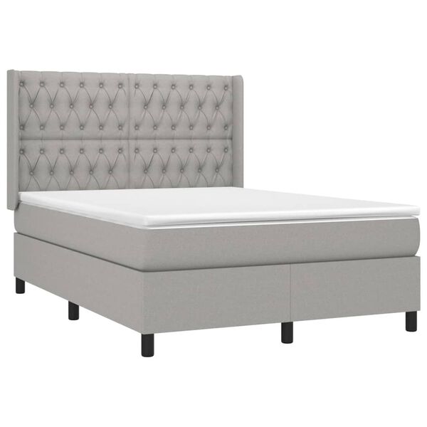 vidaXL Sommier &agrave; lattes de lit avec matelas Gris clair 140x200cm Tissu