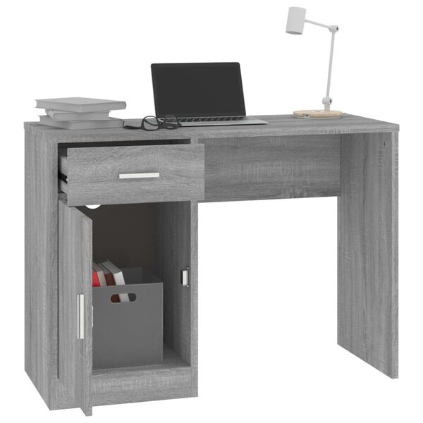 vidaXL Bureau avec tiroir et armoire Sonoma gris 100x40x73 cm