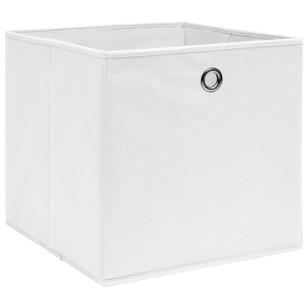vidaXL Boîtes de rangement 4 pcs Tissu intissé 28x28x28 cm Blanc
