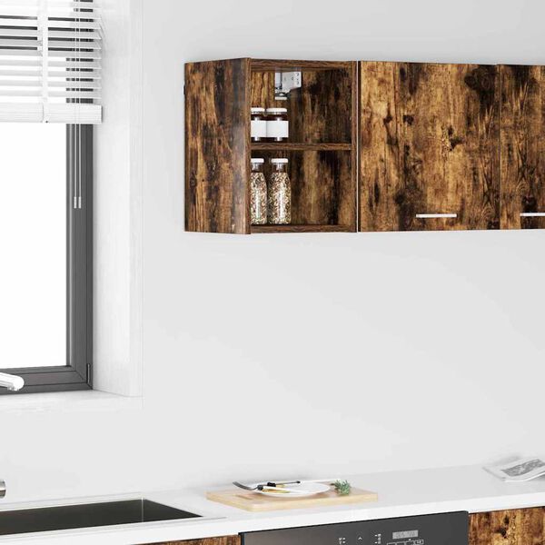 vidaXL Armoire suspendue avec stockage Ch&ecirc;ne fum&eacute; 30 x 29,5 x 40 cm