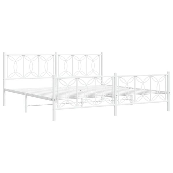 vidaXL Cadre de lit m&eacute;tal sans matelas et pied de lit blanc 200x200 cm