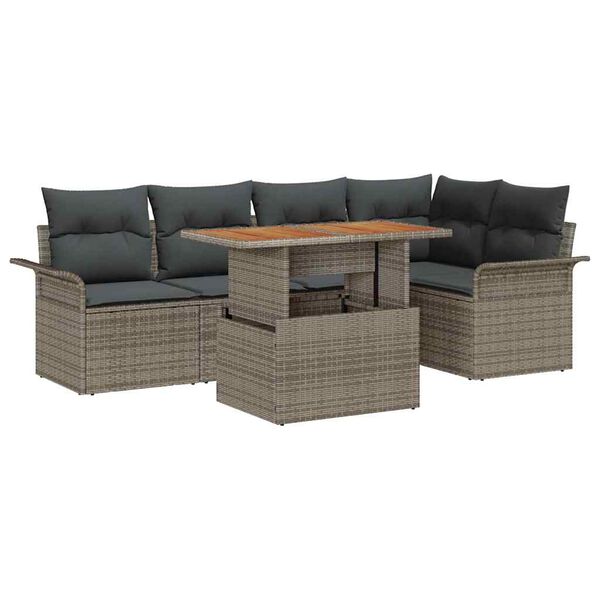 vidaXL Ensemble de canapé de jardin avec coussin 6 pcs Gris