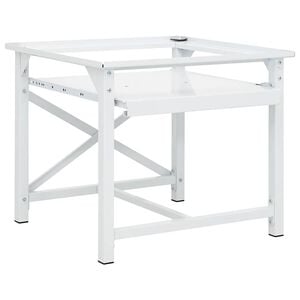 vidaXL Socle pour machine &agrave; laver avec &eacute;tag&egrave;re coulissante Blanc