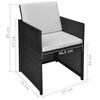 vidaXL Salon de jardin encastrable 3 pcs Rotin et bois d'acacia Noir