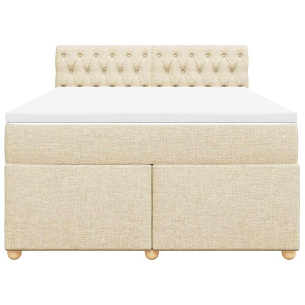 vidaXL Sommier &agrave; lattes de lit avec matelas Cr&egrave;me 140x190 cm Tissu