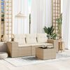 vidaXL Salon de jardin avec coussins 4 pcs beige r&eacute;sine tress&eacute;e