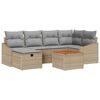 vidaXL Ensemble de canap&eacute; de jardin 7 pc Beige Poly rotin