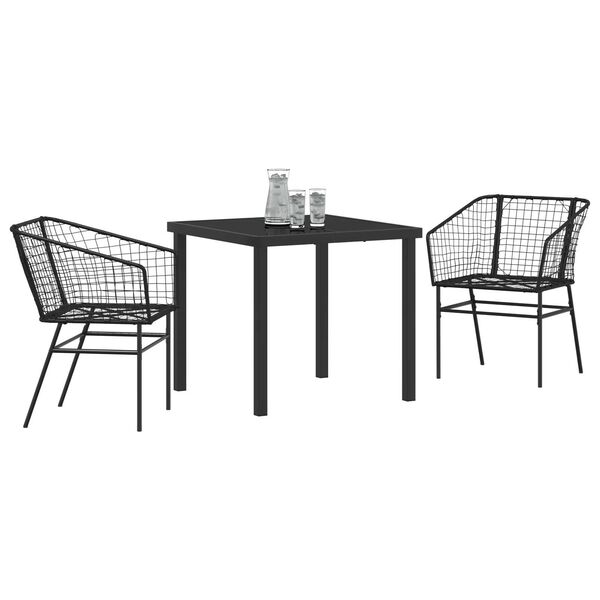 vidaXL Ensemble de salle &agrave; manger pour jardin 3 pcs Noir polyrotin