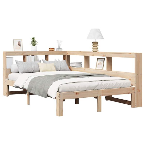 vidaXL Lit biblioth&egrave;que sans matelas 135x190 cm bois de pin massif