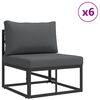 vidaXL Ensemble de canapé de jardin avec coussin 10 pcs Noir Aluminium