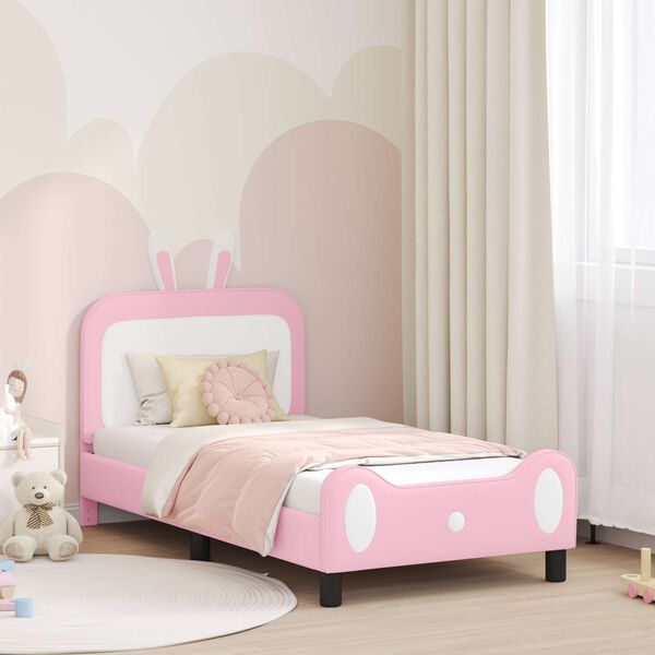 vidaXL Cadre de lit pour enfants avec tête de lit Rose 80 x 160 cm PU