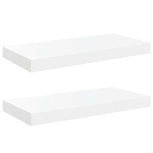 vidaXL &Eacute;tag&egrave;re murale flottante 2 pcs Blanc brillant 50x23x3,8 cm MDF