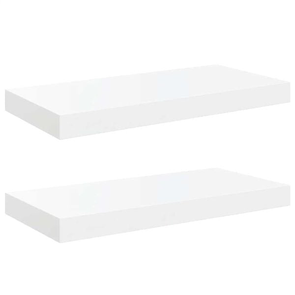 vidaXL &Eacute;tag&egrave;re murale flottante 2 pcs Blanc brillant 50x23x3,8 cm MDF