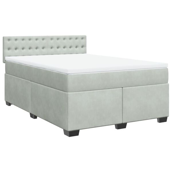 vidaXL Sommier &agrave; lattes de lit et matelas Gris clair 140x190cm Velours
