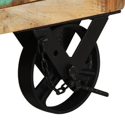 vidaXL Table de chevet avec roues 40x30x57 cm Bois de récupération