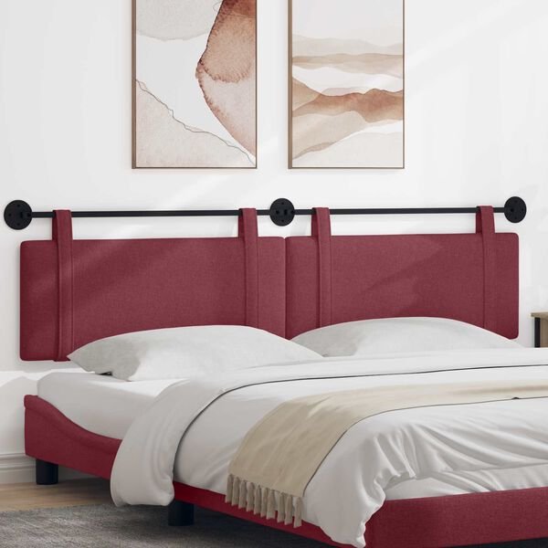 vidaXL T&ecirc;te de lit suspendue Uni Bordeaux 210 x 55 x 5 cm tissu