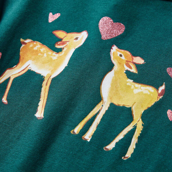 T-shirt pour enfants &agrave; manches longues vert fonc&eacute; 128