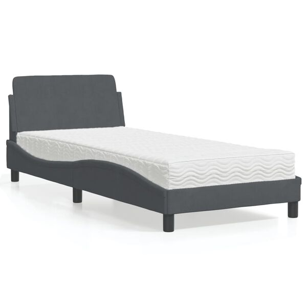 vidaXL Lit avec matelas Dover gris foncé 80x200 cm velours