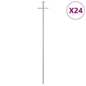 vidaXL Piquets de tente 24 pcs 29,5 cm &Oslash;6 mm acier galvanis&eacute;