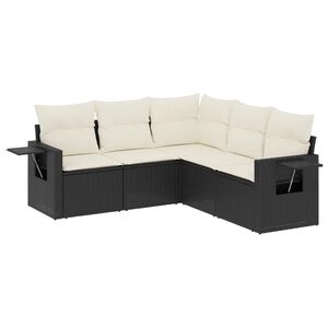 vidaXL Salon de jardin 5 pcs avec coussins noir r&eacute;sine tress&eacute;e