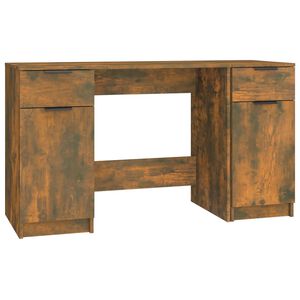 vidaXL Bureau avec armoire lat&eacute;rale Ch&ecirc;ne fum&eacute; Bois d'ing&eacute;nierie
