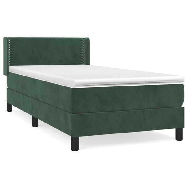 vidaXL Sommier &agrave; lattes de lit avec matelas Vert fonc&eacute; 100x200 cm