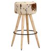 vidaXL Tabourets de bar lot de 2 cuir v&eacute;ritable et bois de manguier