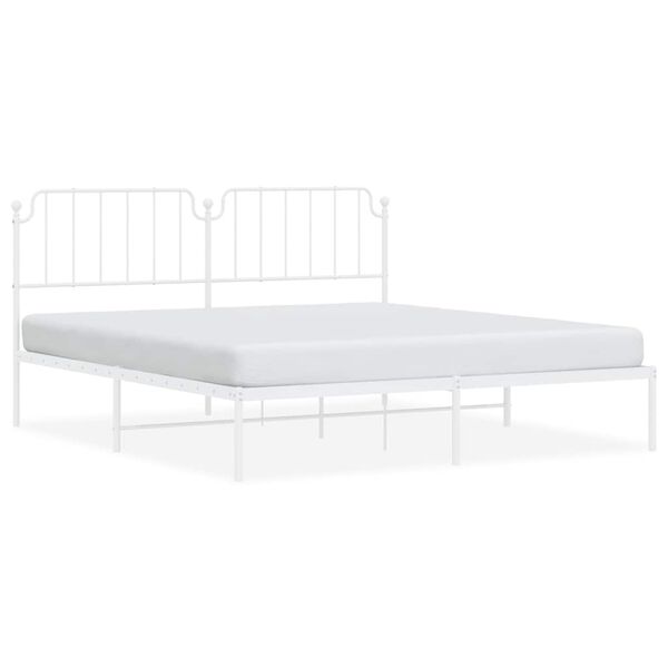 vidaXL Cadre de lit m&eacute;tal sans matelas et t&ecirc;te de lit blanc 183x213 cm