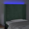 vidaXL T&ecirc;te de lit &agrave; LED Vert fonc&eacute; 103x16x118/128 cm Velours