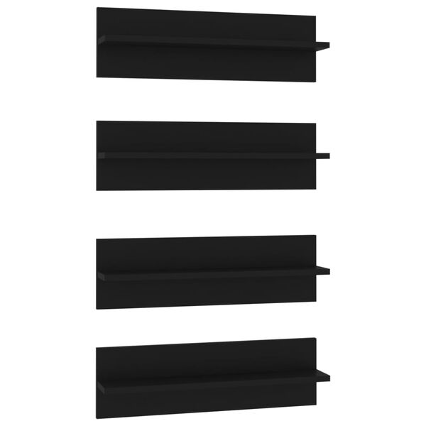 vidaXL &Eacute;tag&egrave;res murales 4 pcs Noir 60x11,5x18 cm bois d'ing&eacute;nierie