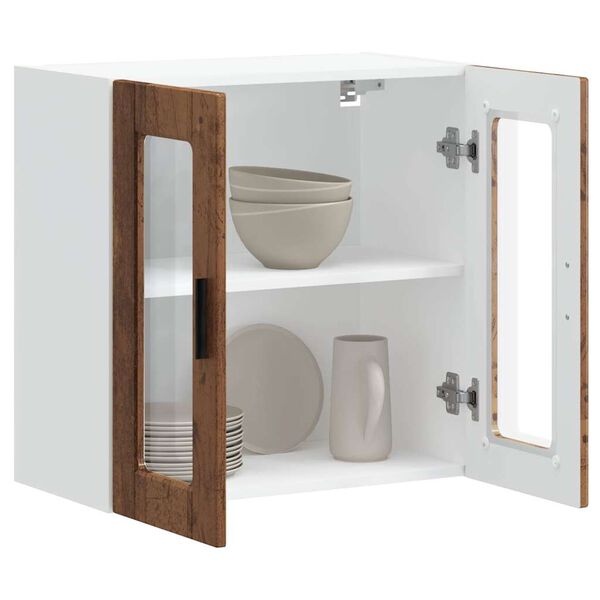 vidaXL Armoire murale de cuisine avec porte en verre Porto vieux bois