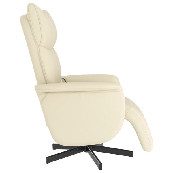 vidaXL Fauteuil inclinable de massage et repose-pieds cr&egrave;me similicuir