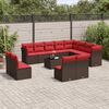 vidaXL Salon de jardin avec coussins 13 pcs marron r&eacute;sine tress&eacute;e