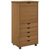 vidaXL Cabinet roulant 53 x 39 x 103 cm Bois de Pin Massif Marron miel
