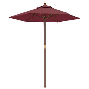 vidaXL Parasol de jardin avec m&acirc;t en bois rouge bordeaux 196x231 cm