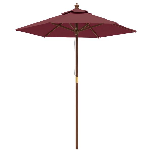 vidaXL Parasol de jardin avec m&acirc;t en bois rouge bordeaux 196x231 cm