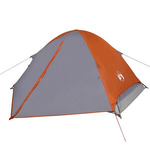 vidaXL Tente de camping &agrave; d&ocirc;me 2 personnes gris et orange imperm&eacute;able