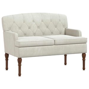 vidaXL Canap&eacute; love seat avec capitonnage en boutons Cr&egrave;me Velours
