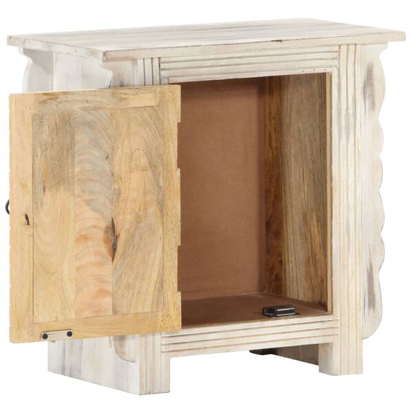 vidaXL Table de chevet Blanc 50x30x50 cm Bois de manguier massif