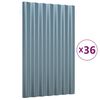 vidaXL Panneaux de toit 36 pcs Acier galvanis&eacute; Gris 60x36 cm
