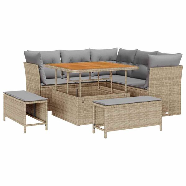 vidaXL Ensemble de canap&eacute; de jardin 8 pcs beige et gris clair