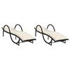 vidaXL Chaises longues lot de 2 avec coussins noir r&eacute;sine tress&eacute;e