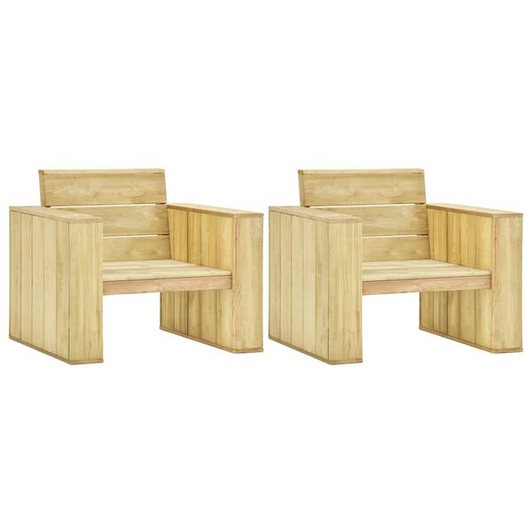 vidaXL Chaises de jardin lot de 2 89x76x76 cm Bois de pin impr&eacute;gn&eacute;