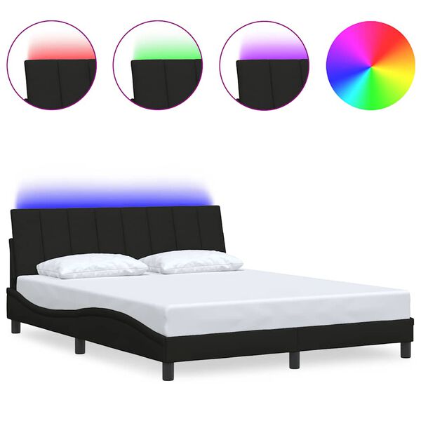 vidaXL Cadre de lit sans matelas Hanko noir 160x200 cm tissu