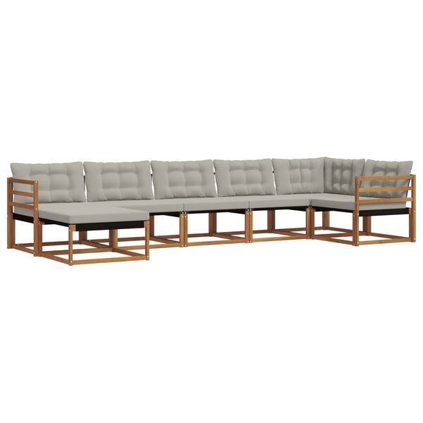 vidaXL Ensemble de canap&eacute;s d'ext&eacute;rieur 7 pcs Gris Naturel et Clair